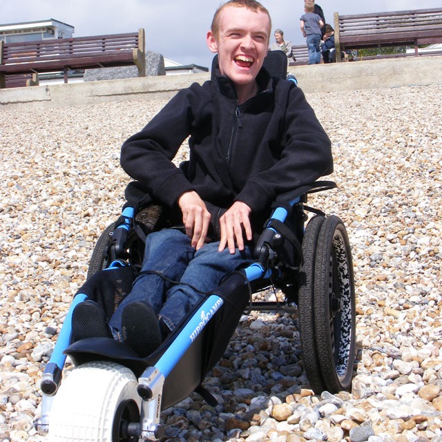 Hippocampe Wheelchair on shingle beach