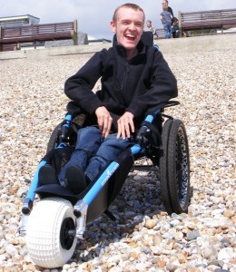 Hippocampe Wheelchair on shingle beach
